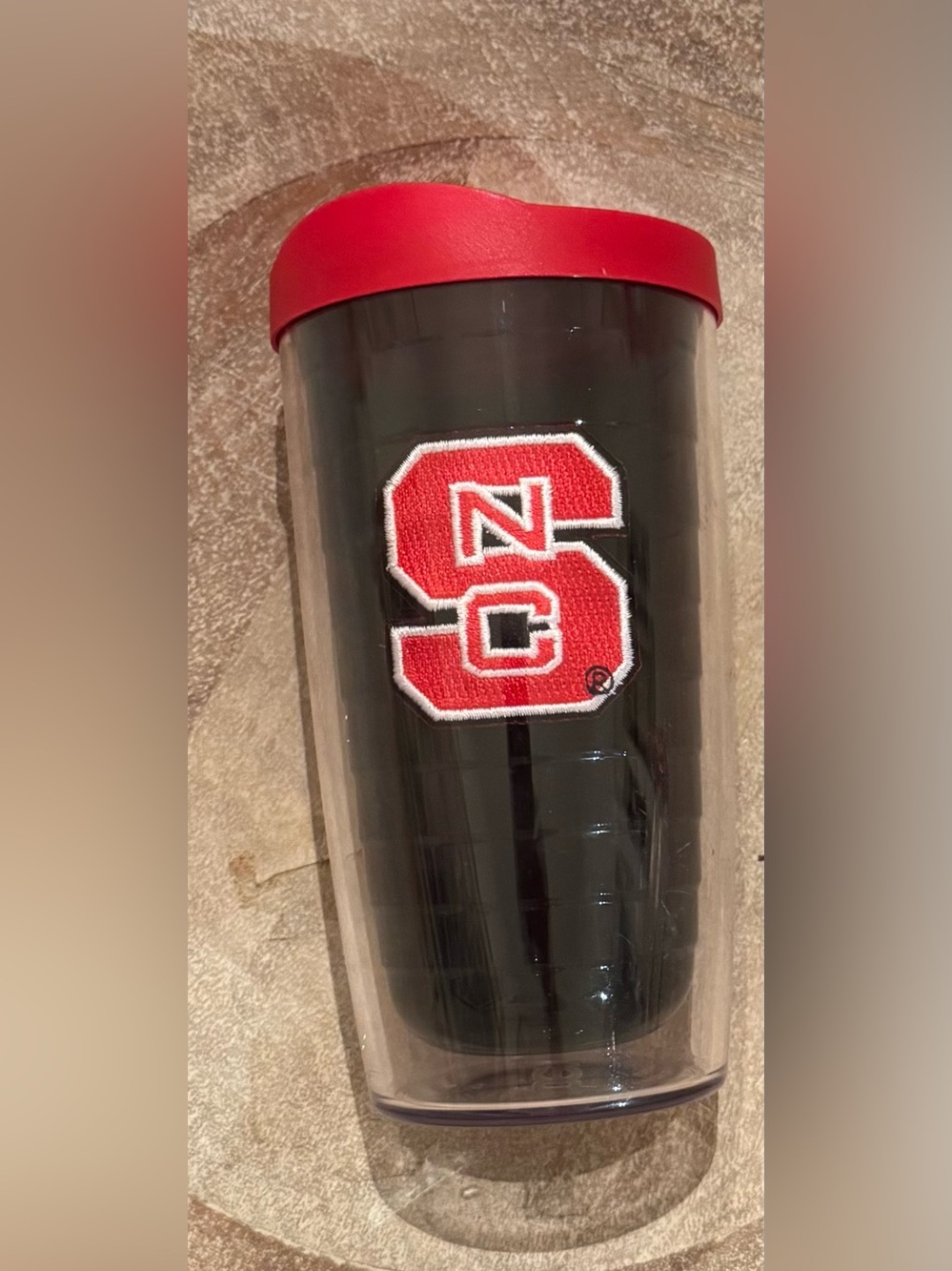 tervis Red & Black Insulated Travel Tumbler with NC State S Patch